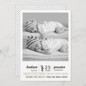 Modern Twin Birth Announement Aankondiging (Voorkant / Achterkant)