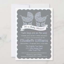 Modern Twin Boys Baby shower Invitation Kaart