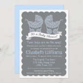 Modern Twin Boys Baby shower Invitation Kaart (Voorkant / Achterkant)