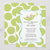 Modern Twin Boys In Pea Pod Baby shower Kaart (Voorkant / Achterkant)