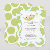 Modern Twin Boys In Pea Pod Baby shower Kaart (Voorkant / Achterkant)