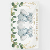 Modern Twin Elephant Oerwoud Greenery Baby shower Spandoek (Verticaal)