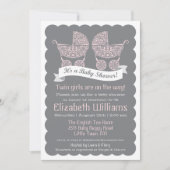 Modern Twin Girls Baby shower Invitation Kaart (Voorkant)