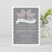 Modern Twin Girls Baby shower Invitation Kaart (Staand voorkant)