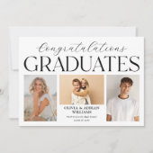 Modern Twin Graduates Photo Grad Party Kaart (Voorkant)