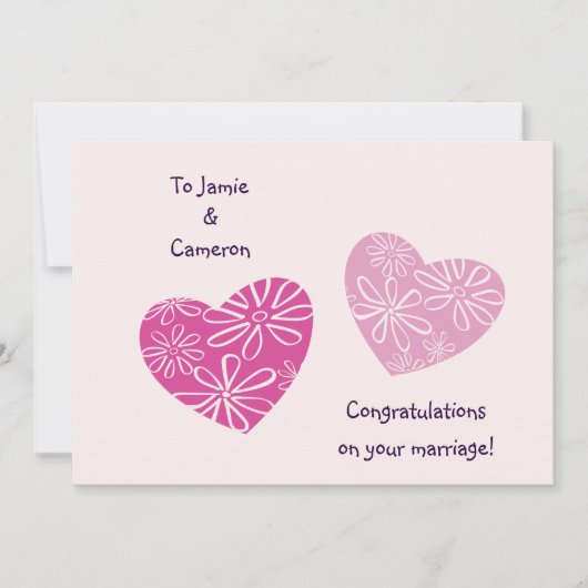 Modern Twin Hearts feliciteert u met uw bruiloft K Kaart (Voorkant)