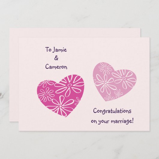 Modern Twin Hearts feliciteert u met uw bruiloft K Kaart (Voorkant / Achterkant)