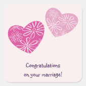 Modern Twin Hearts feliciteert u met uw bruiloft Vierkante Sticker (Voorkant)
