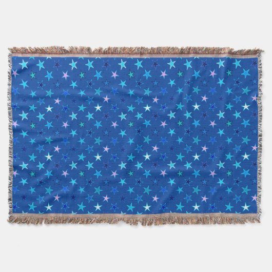 Modern Twinking Stars, Cobalt Blue en Turquoise Deken (Voorkant)