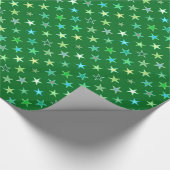 Modern Twinking Stars, Emerald and Lime Green Cadeaupapier (Hoek)