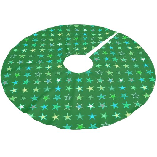 Modern Twinking Stars, Emerald and Lime Green Kerstboom Rok (Gekanteld)