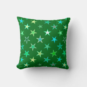 Modern Twinking Stars, Emerald and Lime Green Kussen