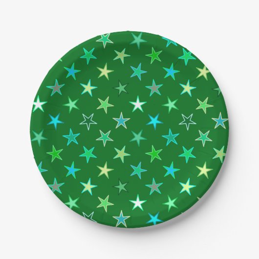 Modern Twinking Stars, Emerald and Lime Green Papieren Bordje (Voorkant)