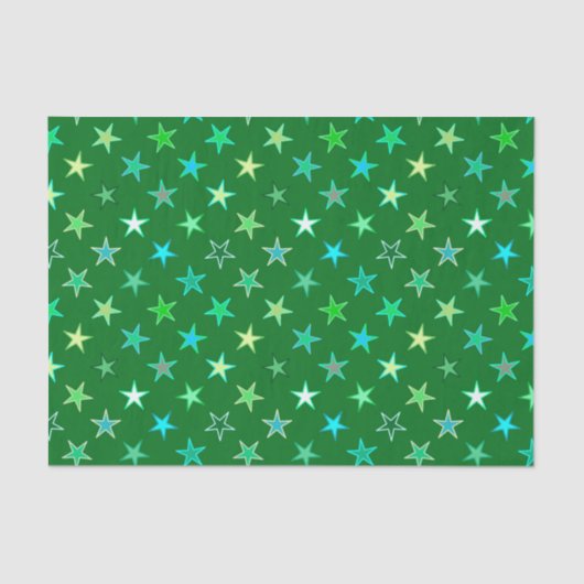 Modern Twinking Stars, Emerald and Lime Green Tissuepapier (Voorkant)