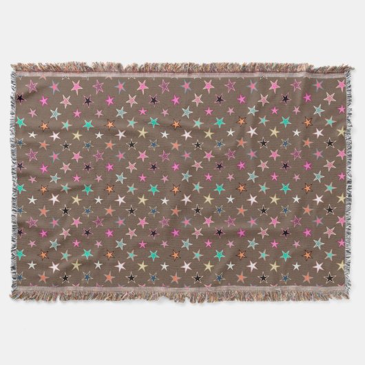 Modern Twinking Stars, Taupe Tan & multi Pastels Deken (Voorkant)
