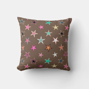 Modern Twinking Stars, Taupe Tan & multi Pastels Kussen