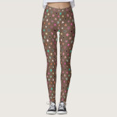 Modern Twinking Stars, Taupe Tan & multi Pastels Leggings (Voorkant)