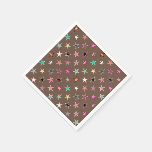 Modern Twinking Stars, Taupe Tan & multi Pastels Servetten (Hoek)