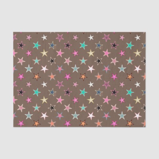 Modern Twinking Stars, Taupe Tan & multi Pastels Tissuepapier (Voorkant)