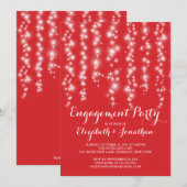 Modern Twinkle Lights Engagement Party Kaart (Voorkant / Achterkant)