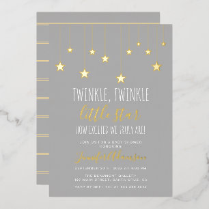 Modern Twinkle Little Star Baby shower Folie Uitnodiging