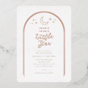 Modern Twinkle Little Star Baby shower Roos Gold Folie Uitnodiging