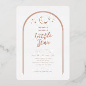 Modern Twinkle Little Star Baby shower Roos Gold Folie Uitnodiging (Voorkant)