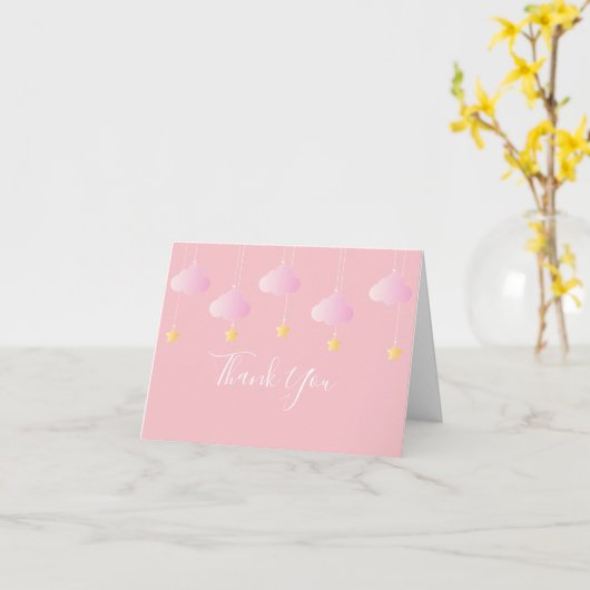 Modern Twinkle Twinkle Little Star Pink Dank u Kaart (Gele Bloem)