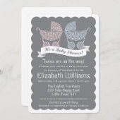 Modern Twins Baby shower Invitation Kaart (Voorkant / Achterkant)