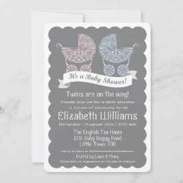 Modern Twins Baby shower Invitation Kaart