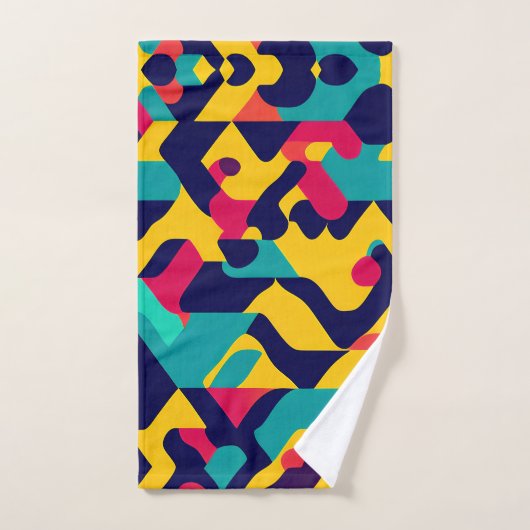 Modern Twitch Geel Blauw Roze Geometrisch Patroon Bad Handdoek (Handdoek)