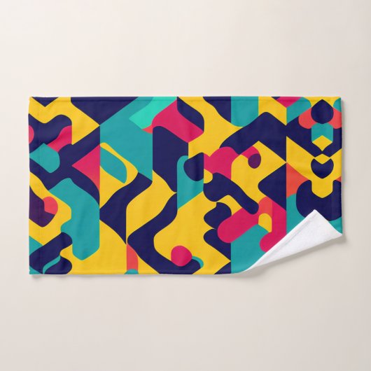 Modern Twitch Geel Blauw Roze Geometrisch Patroon Bad Handdoek (Handdoek)