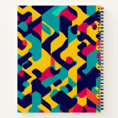 Modern Twitch Geel Blauw Roze Geometrisch Patroon Notitieboek (Achterkant)
