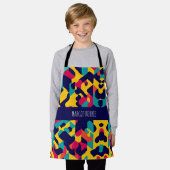 Modern Twitch Geel Blauw Roze Geometrisch Patroon Schort (Gedragen)