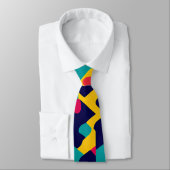 Modern Twitch Geel Blauw Roze Geometrisch Patroon Stropdas (Gebonden)