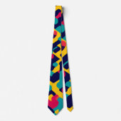 Modern Twitch Geel Blauw Roze Geometrisch Patroon Stropdas (Voorkant)