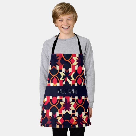 Modern twitch rood zwart geometrisch patroon schort (Gedragen)