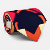 Modern twitch rood zwart geometrisch patroon stropdas (Opgerold)