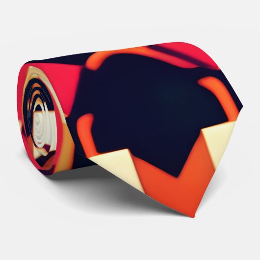 Modern twitch rood zwart geometrisch patroon stropdas (Opgerold)