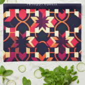 Modern twitch rood zwart geometrisch patroon theedoek (Gevouwen)