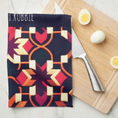 Modern twitch rood zwart geometrisch patroon theedoek (Quarter Fold)