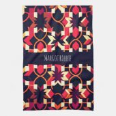 Modern twitch rood zwart geometrisch patroon theedoek (Verticaal)