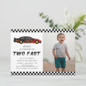 Modern Two Fast Racecar Boy 2de verjaardag Kaart (Staand voorkant)
