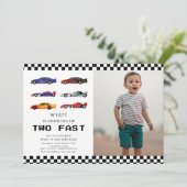 Modern Two Fast Racecar Boy 2de verjaardag Kaart (Staand voorkant)