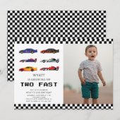 Modern Two Fast Racecar Boy 2de verjaardag Kaart (Voorkant / Achterkant)