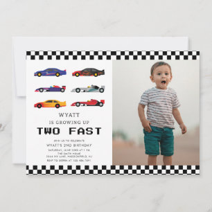 Modern Two Fast Racecar Boy 2de verjaardag Kaart