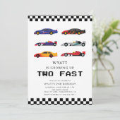 Modern Two Fast Racecar Boy 2de verjaardag Kaart (Staand voorkant)