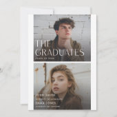 Modern Two Graduates Double Graduation Aankondiging (Voorkant)