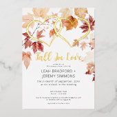 Modern Two Hearts Herfst in Love Couples Douche Folie Uitnodiging (Voorkant)