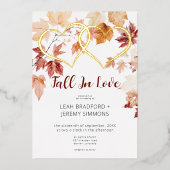 Modern Two Hearts Herfst in Love Wedding Folie Uitnodiging (Voorkant)